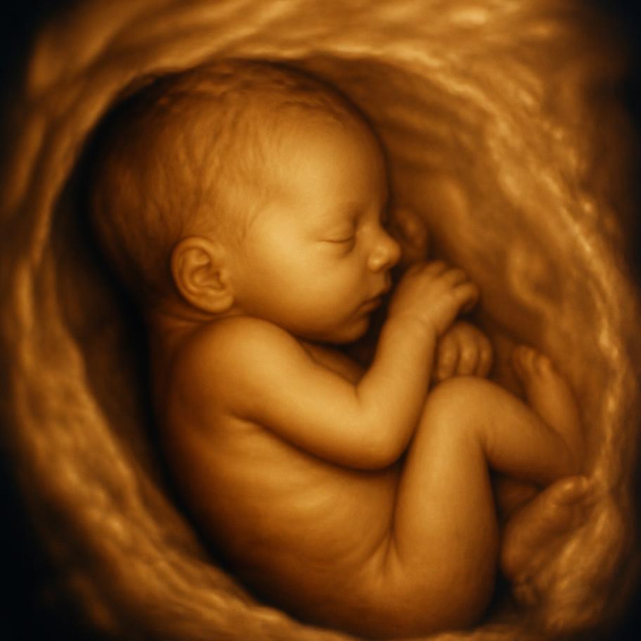 4D ultrahangfelvétel: a baba összegömbölyödve